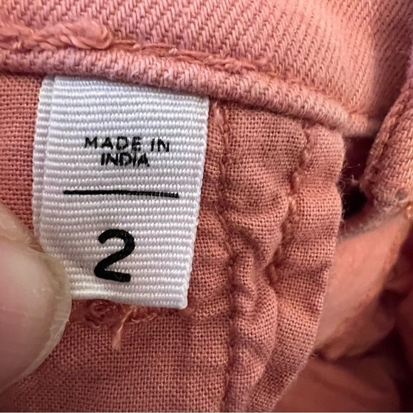 LOFT Coral Pink Twill Shorts Tie Hem Cotton Blend Y2K Summer Casual Women's 2 - Picture 8 of 8